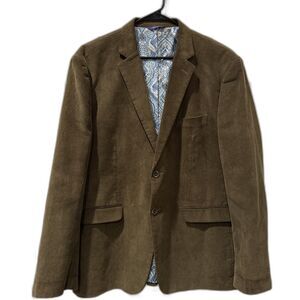 Alan Flusser Olive Corduroy Sports Jacket Blazer Cotton 2 Button Men's XXL